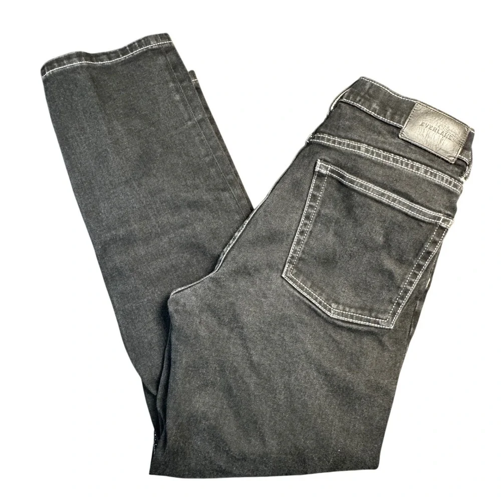 Everlane The Cheeky Jean Black High Rise Straight Crop‎ Womens 27 Stretch Denim